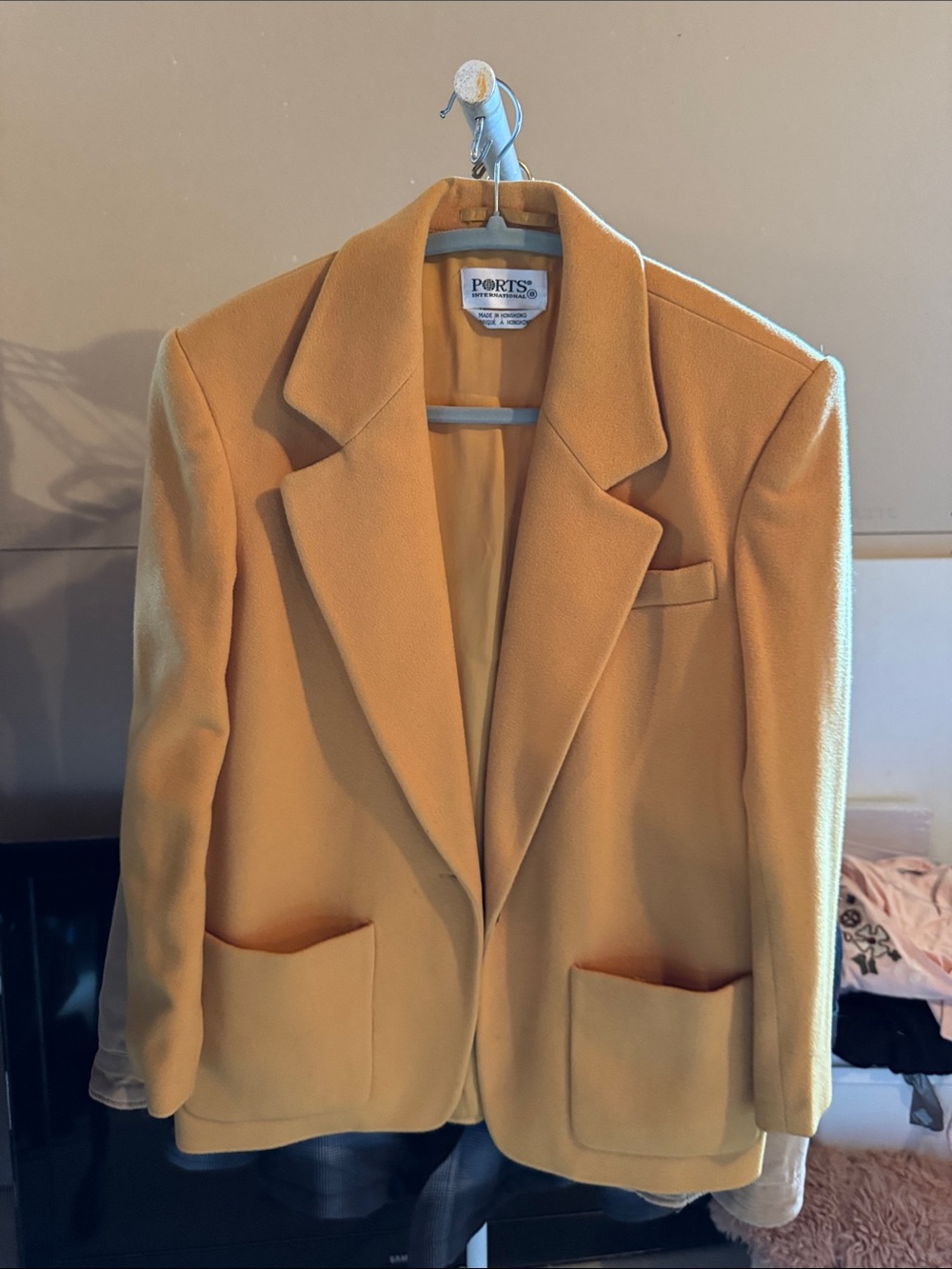 Collection port international Women's Yellow  cashmere &Wool Blend Blazer Jacket